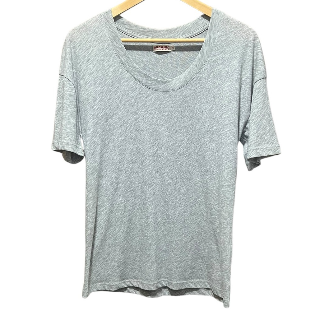 Organic John Patrick‎ Gray Rounded V-Neck Super Soft Tee Shirt Size XS